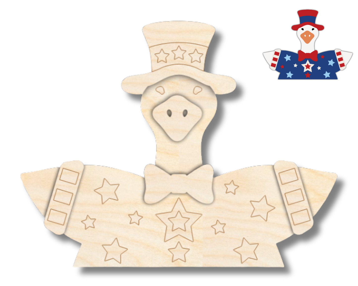 NEW Unfinished Wood Layered Holiday Geese Shelf Sitter | 8" Wide| 1/2" and 1/4" Wood | Wood Craft DIY