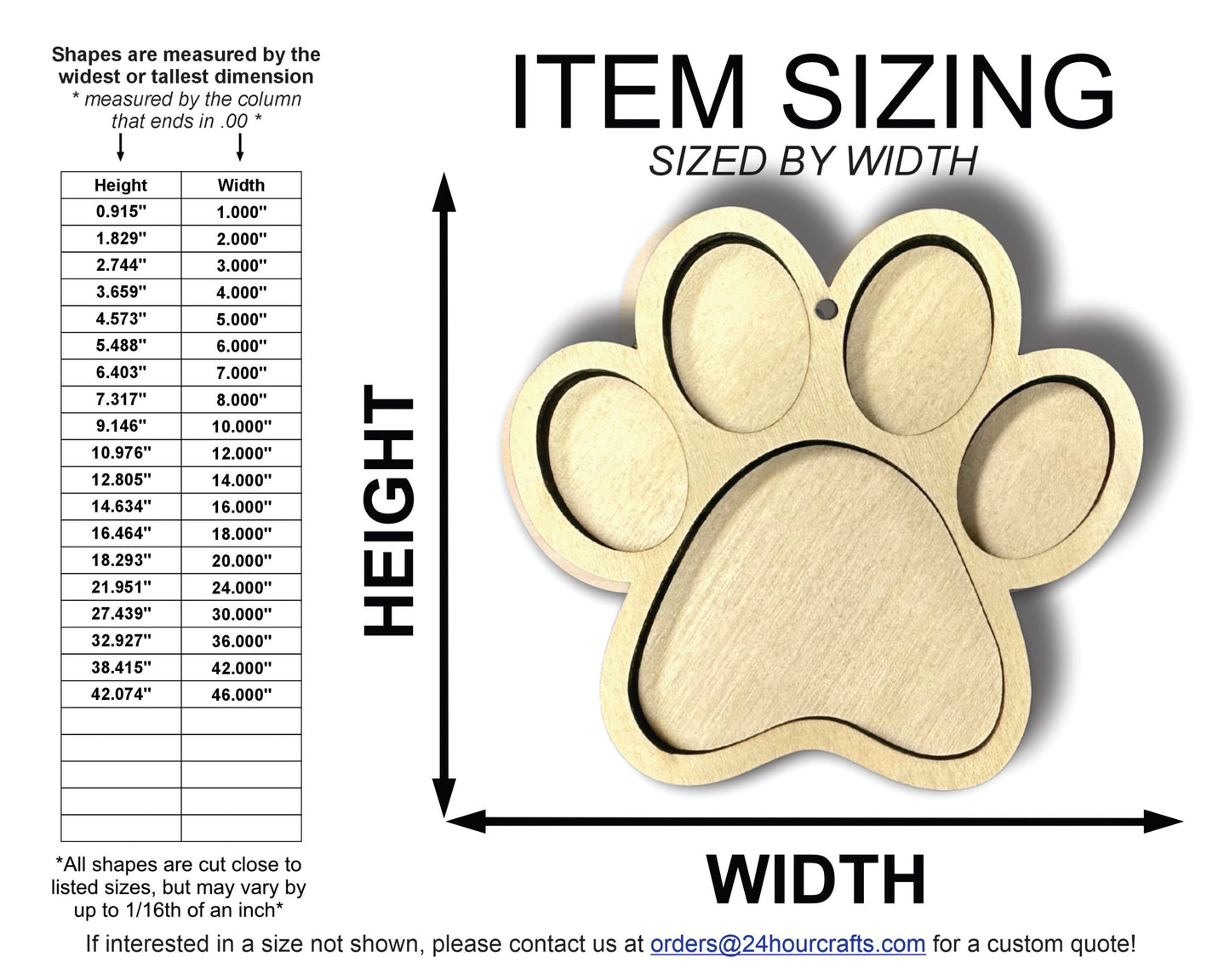 Unfinished Wood 2 Layer Paw Shadowbox Shape | DIY Craft Cutout | up to 46" DIY