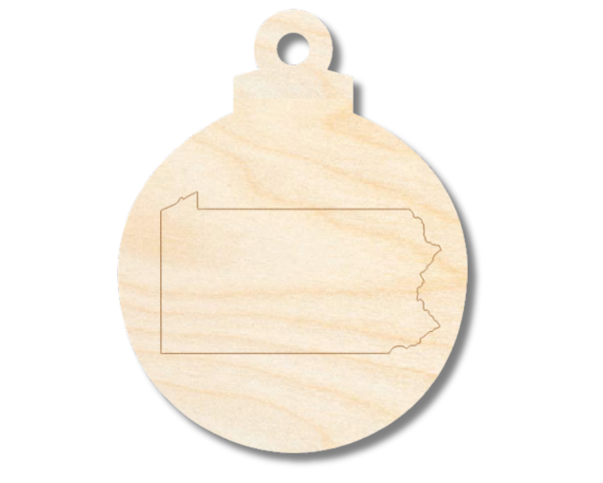 Unfinished Wood Etched Pennsylvania Ornament Shape | Paint By Line Crafts | up to 30" DIY