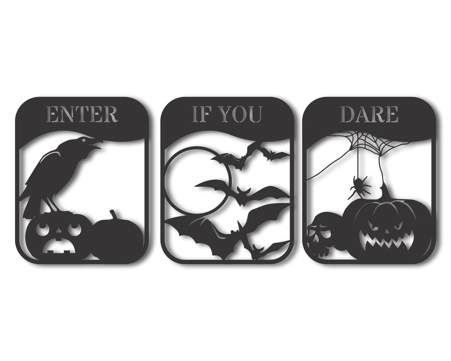 Custom Metal Halloween Signs | Set of 3 | Indoor Outdoor | Up to 46" | Over 20 Color Options