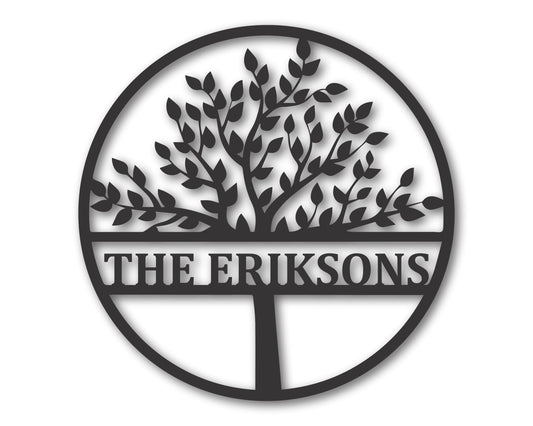 Custom Metal Split Tree Monogram | Personalized Family Name Wall Art | Indoor Outdoor | Up to 46" | Over 20 Color Options |