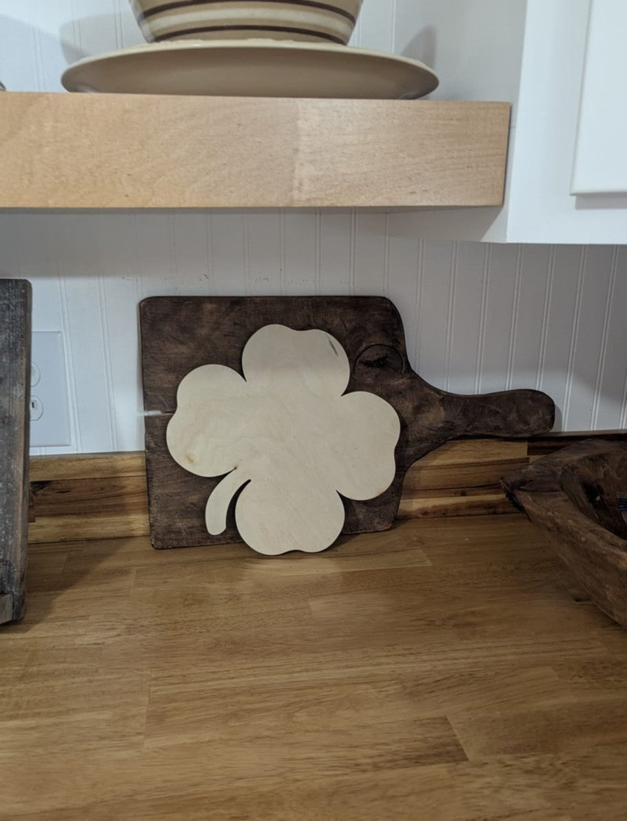 Unfinished Wood Cute Four Leaf Clover Shape - Craft - up to 46" DIY