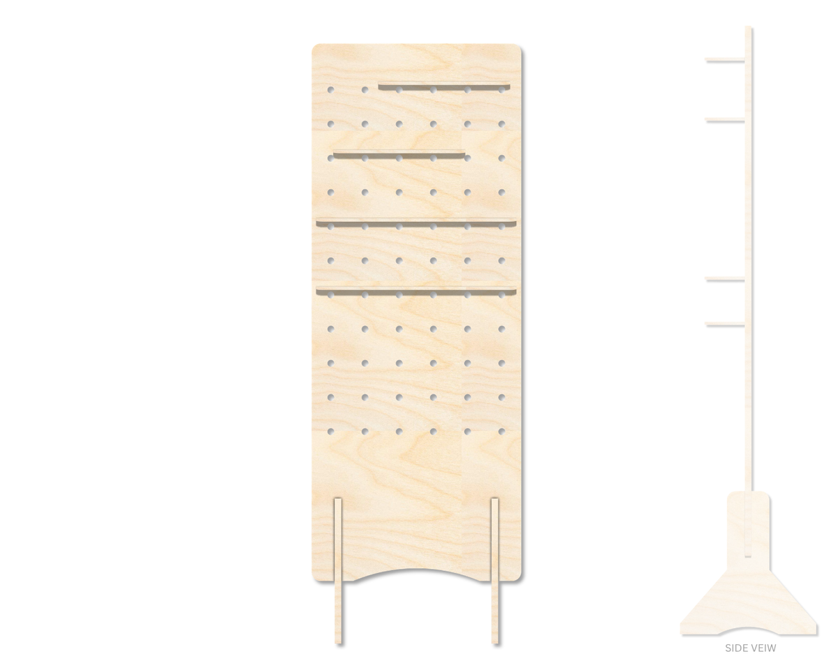 Unfinished Wood Rectangle Standing Peg Board  | Standing Wood Peg Board | 1/2" & 1/4" Thick Wood | up to 40"