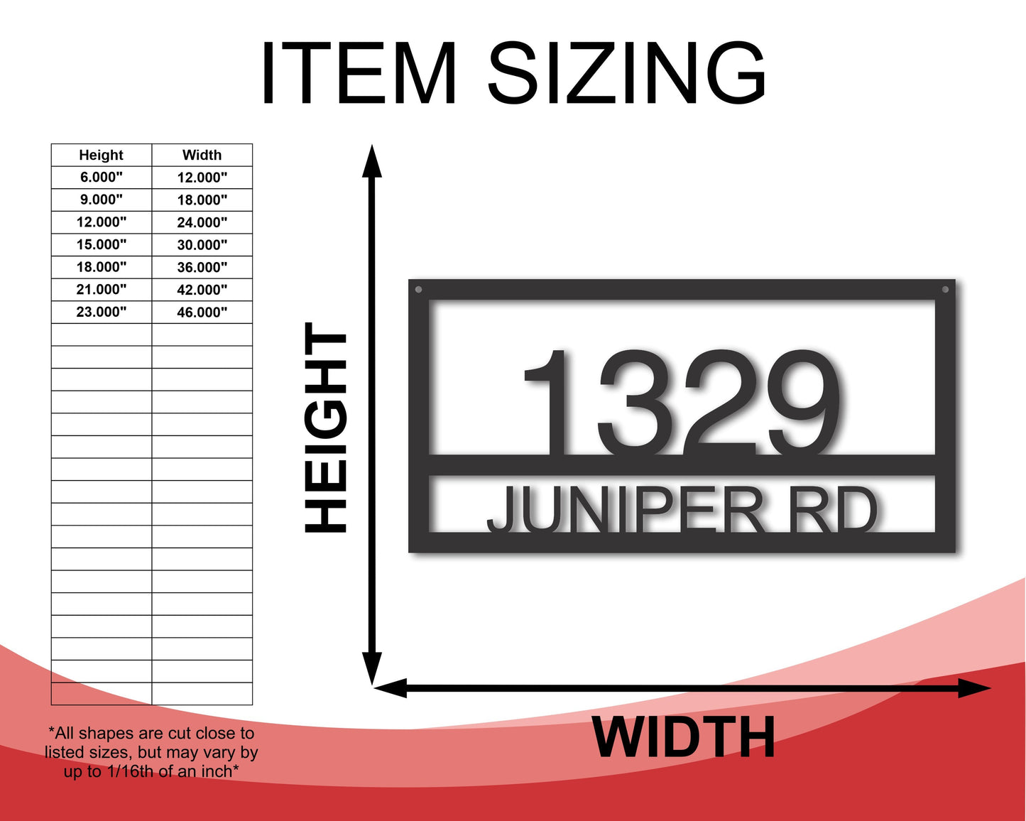 Custom Metal House Address Sign | Indoor Outdoor | Up to 46" | Over 20 Color Options