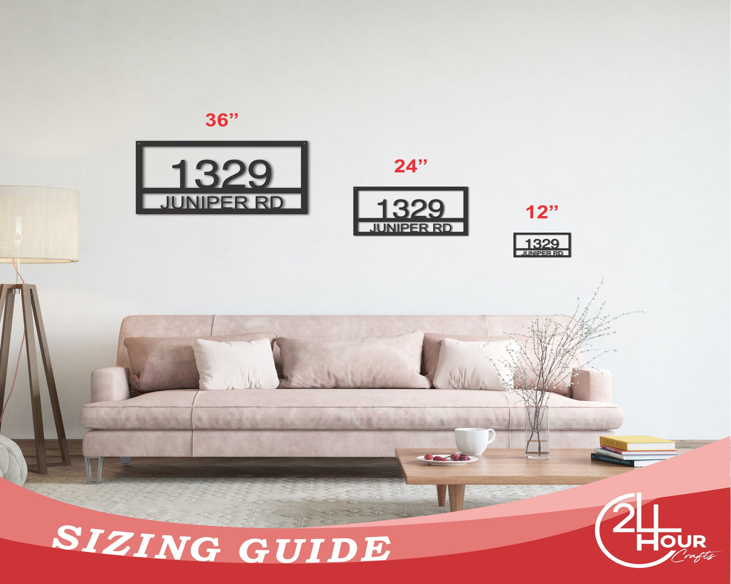 Custom Metal House Address Sign | Indoor Outdoor | Up to 46" | Over 20 Color Options