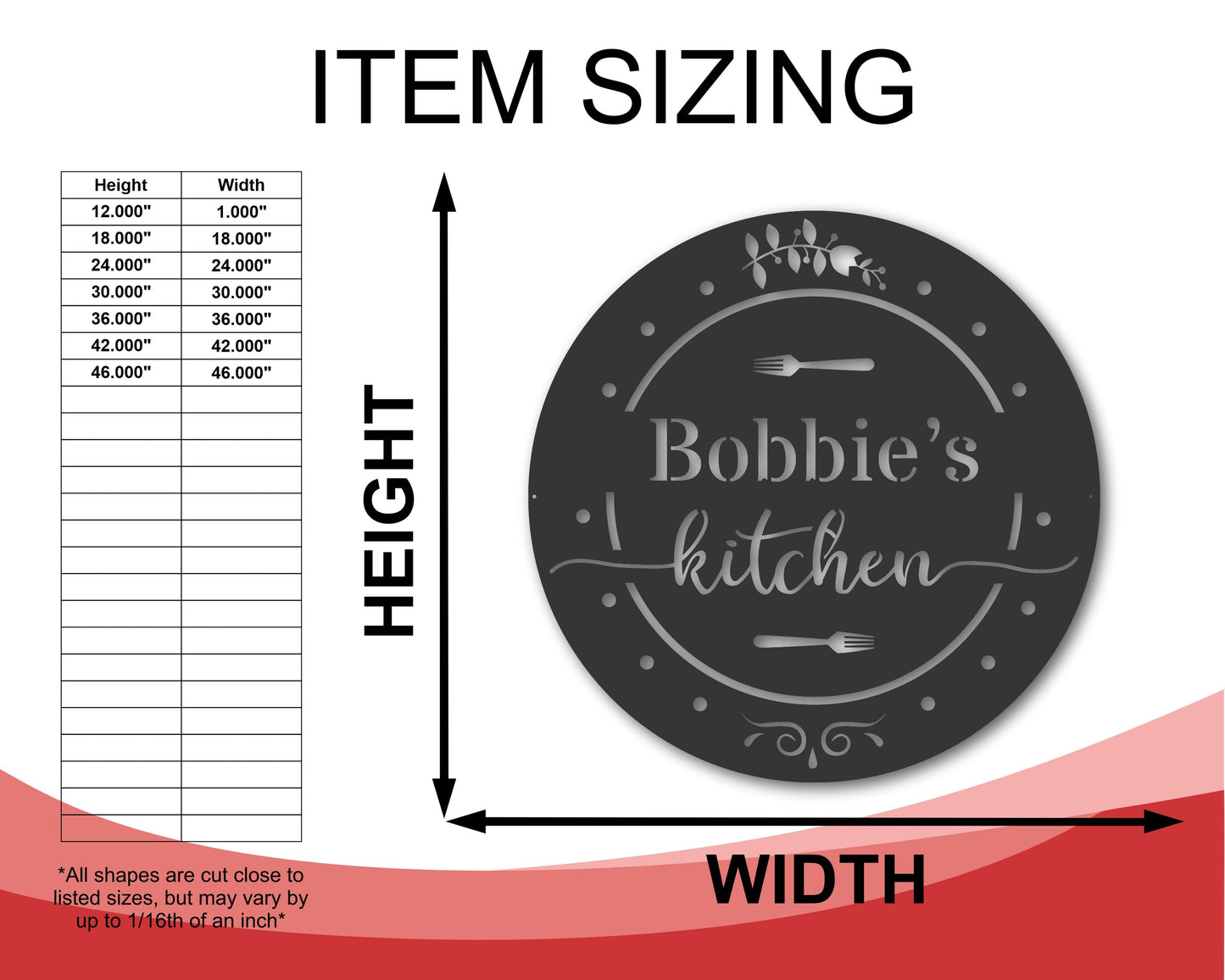 Custom Round Metal Kitchen Sign | Round Kitchen Wall Decor | Custom Kitchen Wall Sign | 15 Color Options