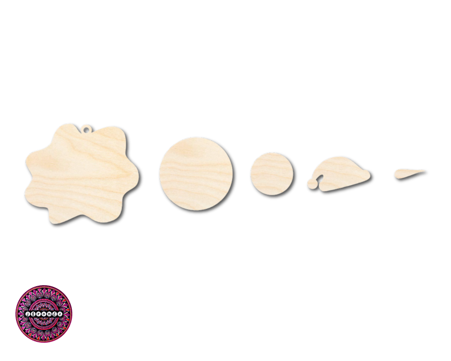 Unfinished Wood Melting Snowman with Santa Hat 5pc. Set | JGrondz | DIY Craft Cutout | 4" | 1/4" Thick