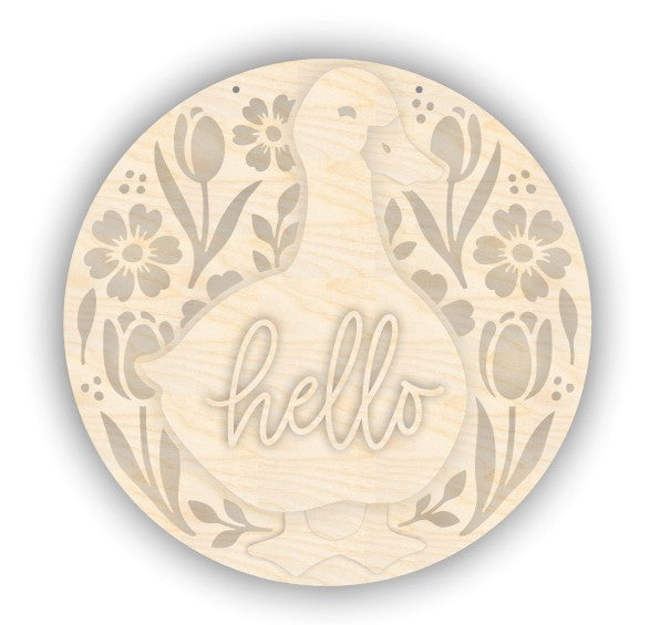 Unfinished Wood Goose Hello Door Sign Kit | Wood Craft Cutouts | 1/4" Thick |