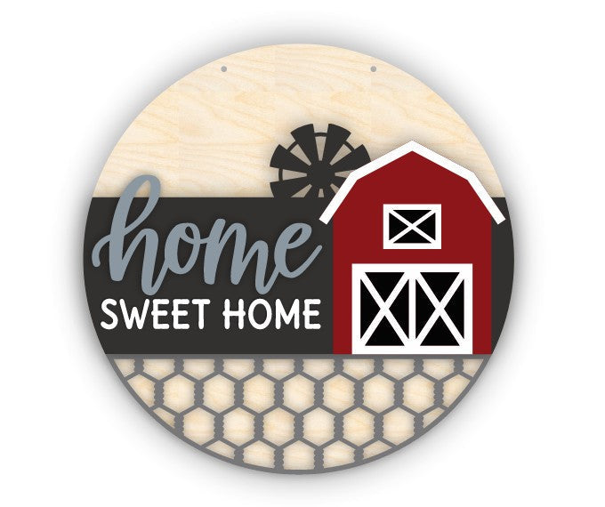 Unfinished Wood Barn Home Sweet Home Door Sign Kit | Wood Craft Cutouts | 1/4" Thick |