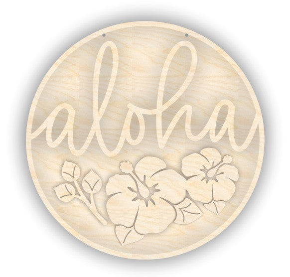 Unfinished Wood Aloha Flowers Door Sign Kit | Wood Craft Cutouts | 1/4" Thick |