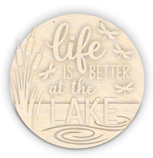 Unfinished Wood Life is Better at the Lake Door Sign Kit | Wood Craft Cutouts | 1/4" Thick |