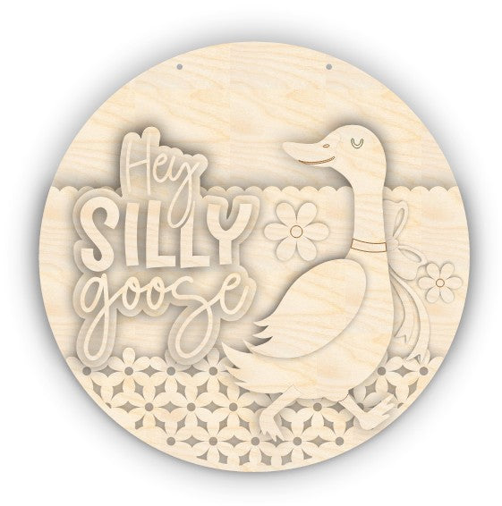 Unfinished Wood Silly Goose Door Sign Kit | Wood Craft Cutouts | 1/4" Thick |