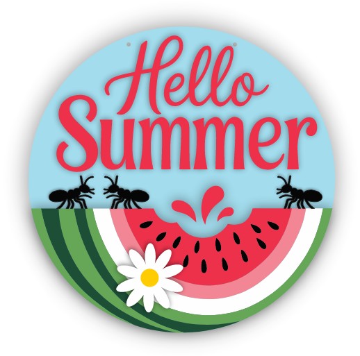 Unfinished Wood Watermelon Hello Summer Door Sign Kit | Wood Craft Cutouts | 1/4" Thick |
