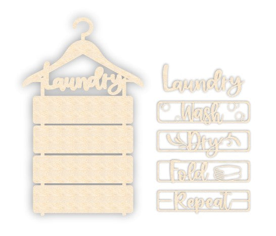 Unfinished Wood Laundry Hanger Sign Kit | Wood Craft Cutouts | 1/4" Thick |