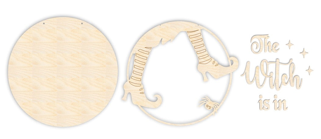 Unfinished Wood The Witch is in Door Sign Kit | Wood Craft Cutouts | 1/4" Thick |