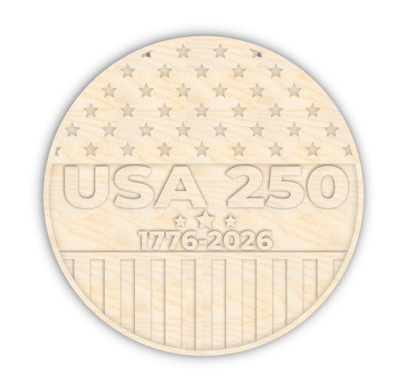 Unfinished Wood USA 250 Door Sign Kit | Wood Craft Cutouts | 1/4" Thick |