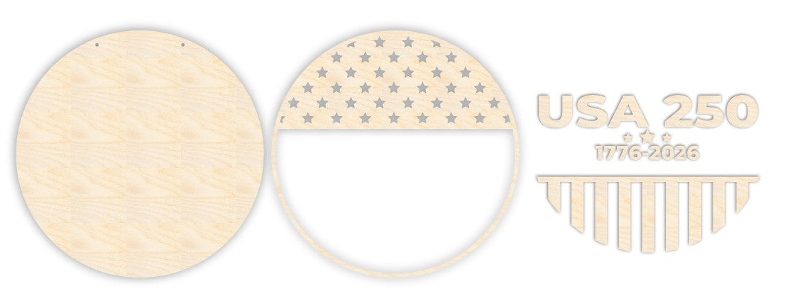 Unfinished Wood USA 250 Door Sign Kit | Wood Craft Cutouts | 1/4" Thick |