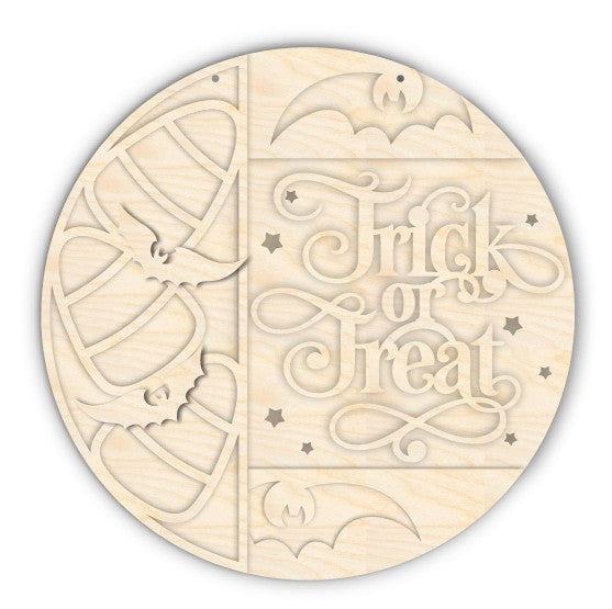 Unfinished Wood Trick or Treat Door Sign Kit | Wood Craft Cutouts | 1/4" Thick |