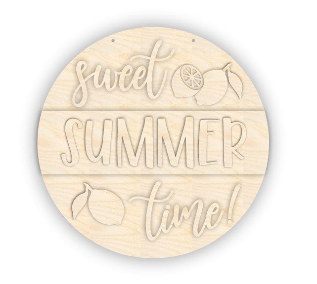 Unfinished Wood Lemon Sweet Summertime Door Sign Kit | Wood Craft Cutouts | 1/4" Thick |