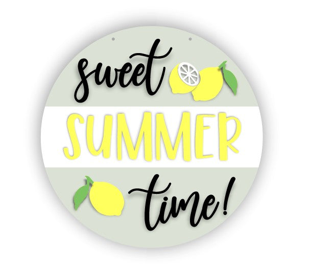 Unfinished Wood Lemon Sweet Summertime Door Sign Kit | Wood Craft Cutouts | 1/4" Thick |