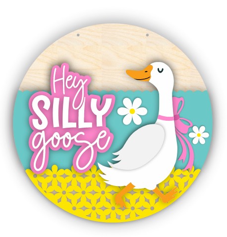 Unfinished Wood Silly Goose Door Sign Kit | Wood Craft Cutouts | 1/4" Thick |