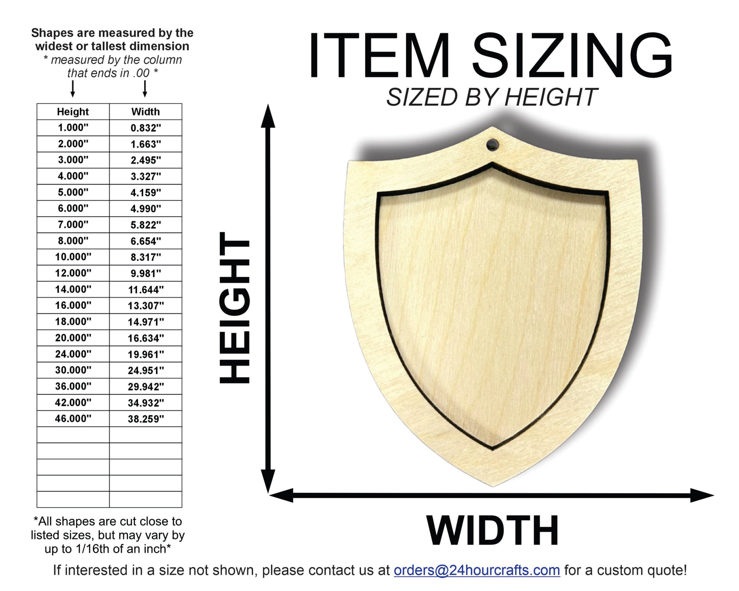 Unfinished Wood 2 Layer Shield Shadowbox Shape | DIY Craft Cutout | up to 46" DIY