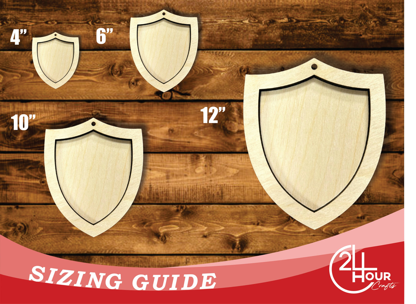 Unfinished Wood 2 Layer Shield Shadowbox Shape | DIY Craft Cutout | up to 46" DIY