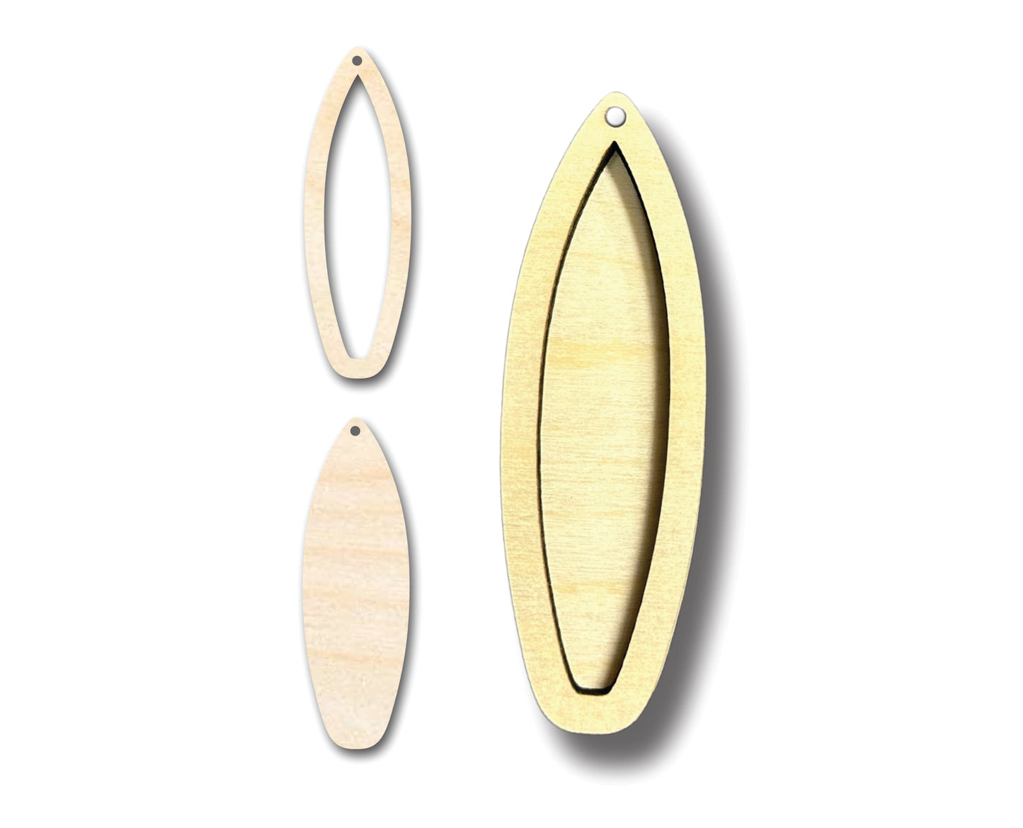 Unfinished Wood 2 Layer Surfboard Shadowbox Shape | DIY Craft Cutout | up to 46" DIY