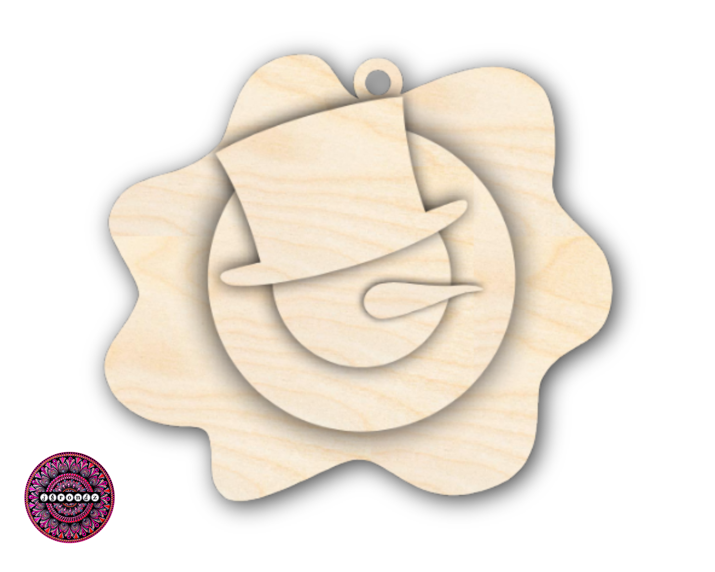 Unfinished Wood Melting Snowman with Top Hat 5pc. Set | JGrondz | DIY Craft Cutout | 4" | 1/4" Thick