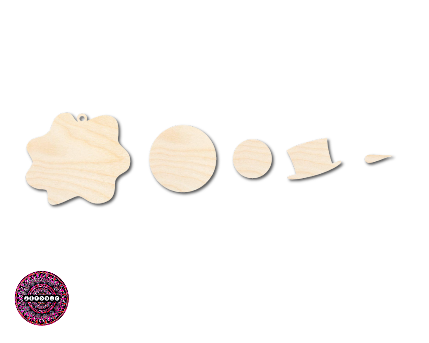 Unfinished Wood Melting Snowman with Top Hat 5pc. Set | JGrondz | DIY Craft Cutout | 4" | 1/4" Thick