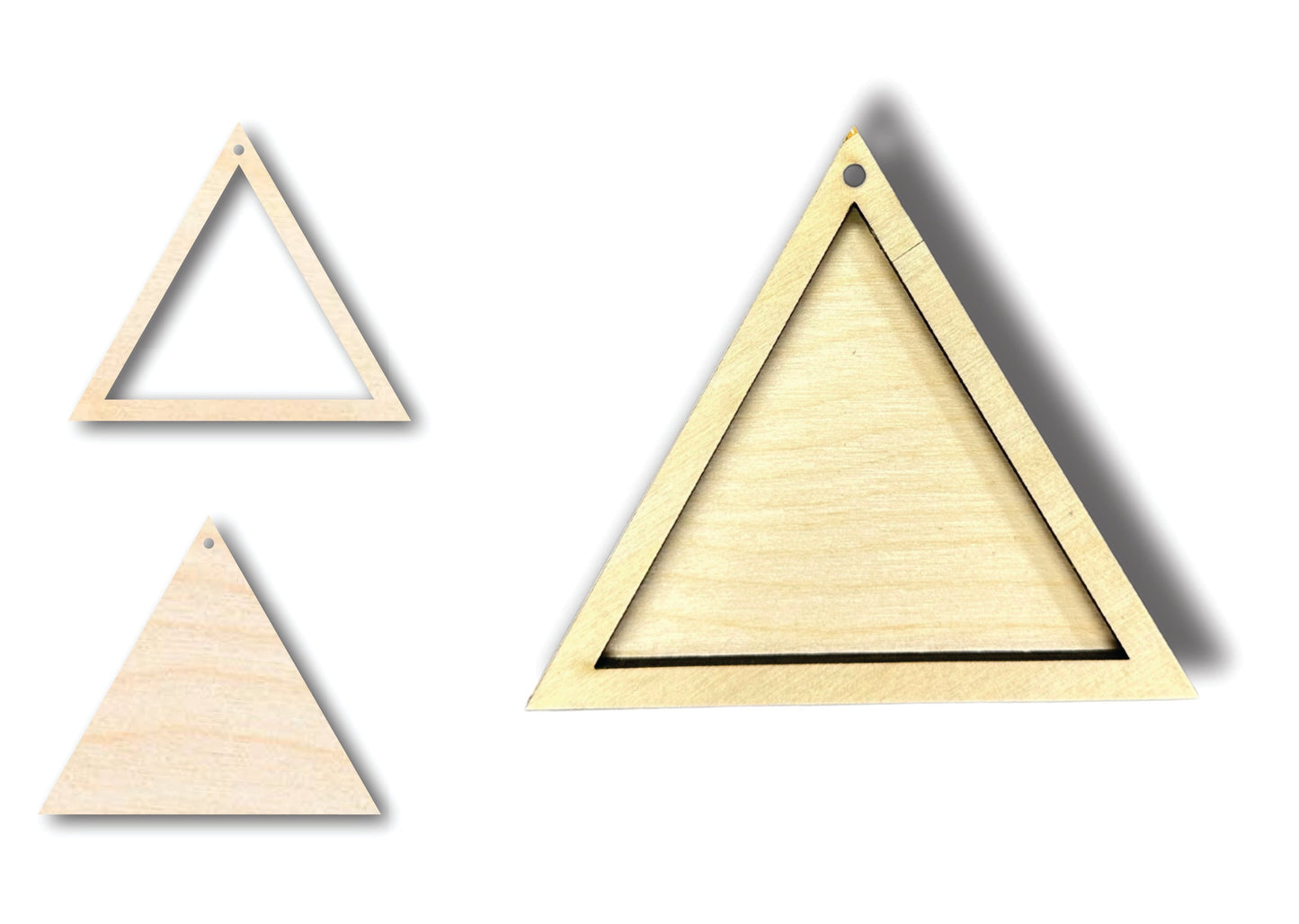 Unfinished Wood 2 Layer Triangle Shadowbox Shape | DIY Craft Cutout | up to 46" DIY