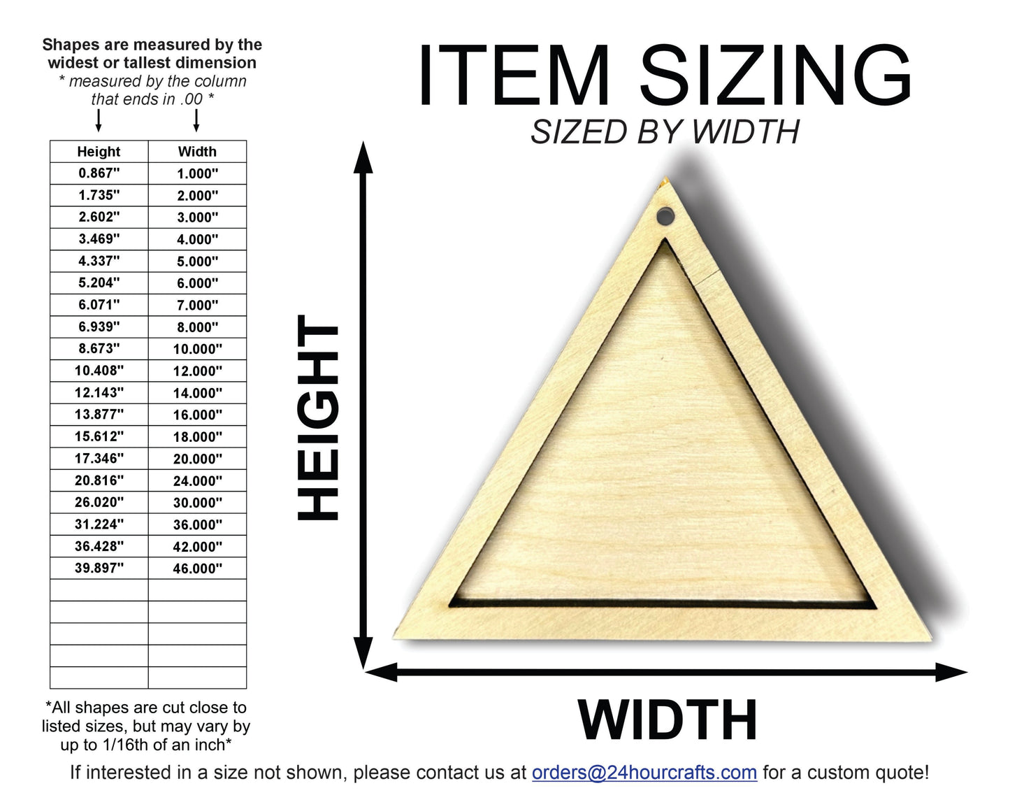 Unfinished Wood 2 Layer Triangle Shadowbox Shape | DIY Craft Cutout | up to 46" DIY