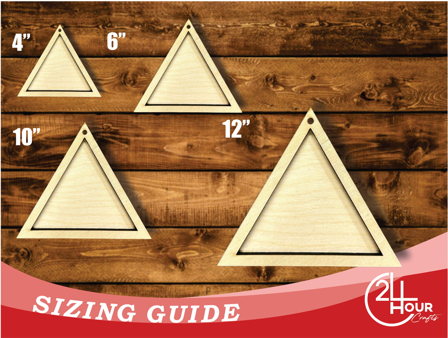 Unfinished Wood 2 Layer Triangle Shadowbox Shape | DIY Craft Cutout | up to 46" DIY