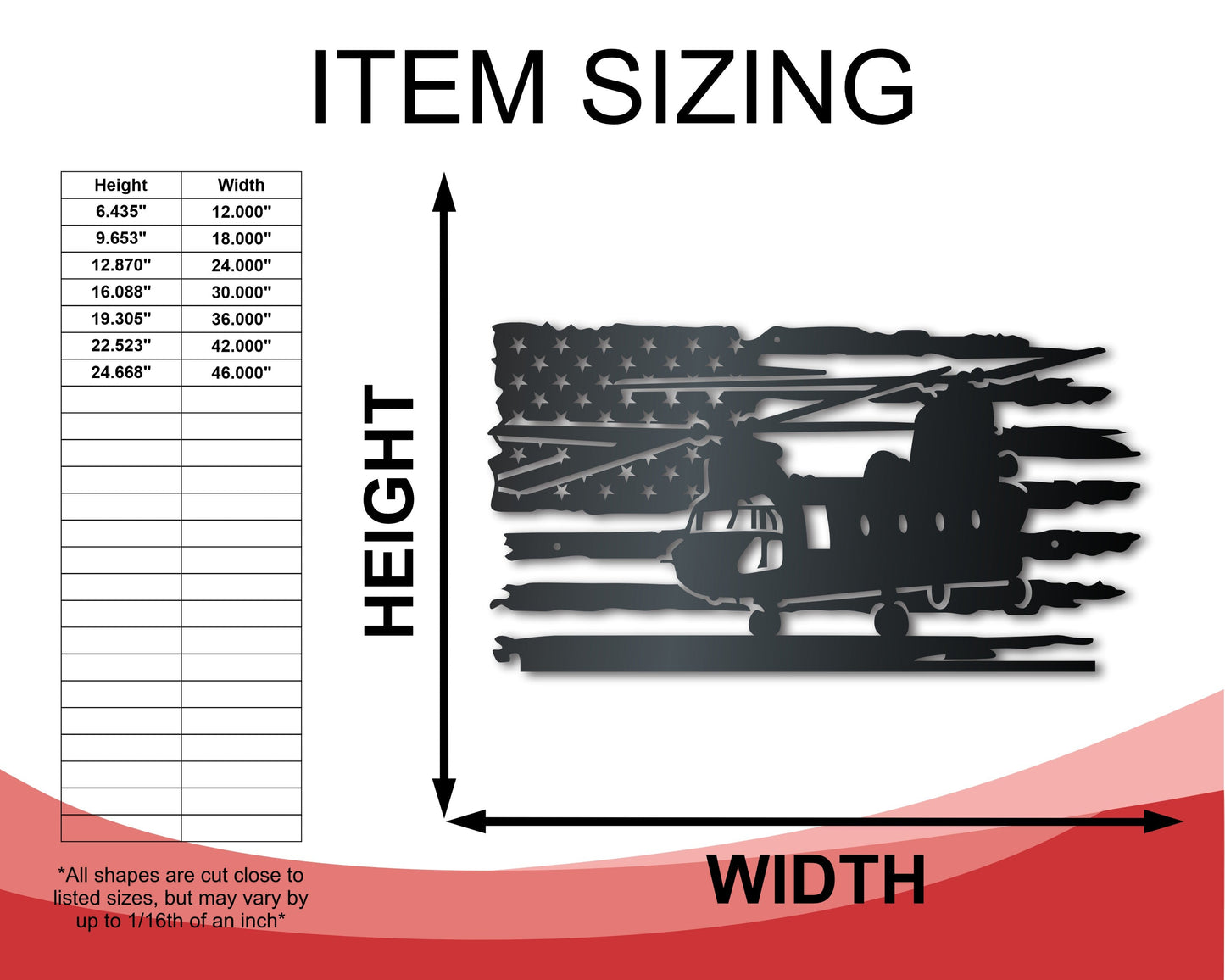 Metal USA Army Helicopter Wall Art | Patriotic Military Veteran | Indoor Outdoor | Up to 36" | Over 20 Color Options