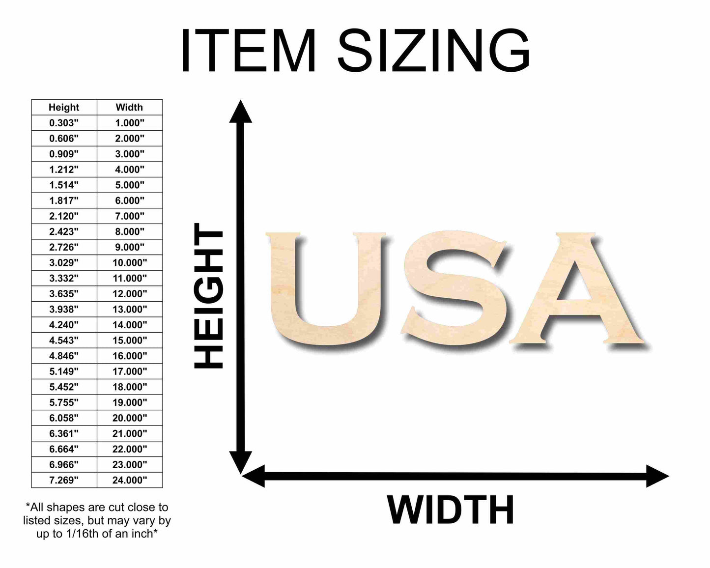 USA Block Letters Craft Unfinished Wood Cutout Font DIY handmade Gift