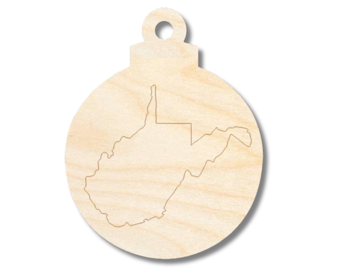 Unfinished Wood Etched West Virginia Ornament Shape | Paint By Line Crafts | up to 30" DIY
