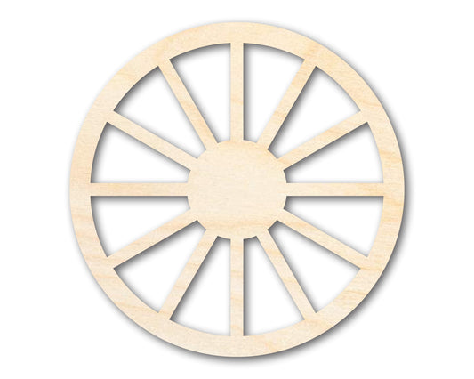 Unfinished Wood Wagon Wheel Shape | Rustic Farmhouse | DIY Craft Cutout | Up to 24"