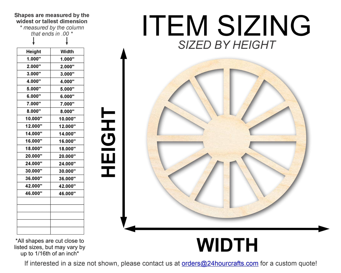 Unfinished Wood Wagon Wheel Shape | Rustic Farmhouse | DIY Craft Cutout | Up to 24"