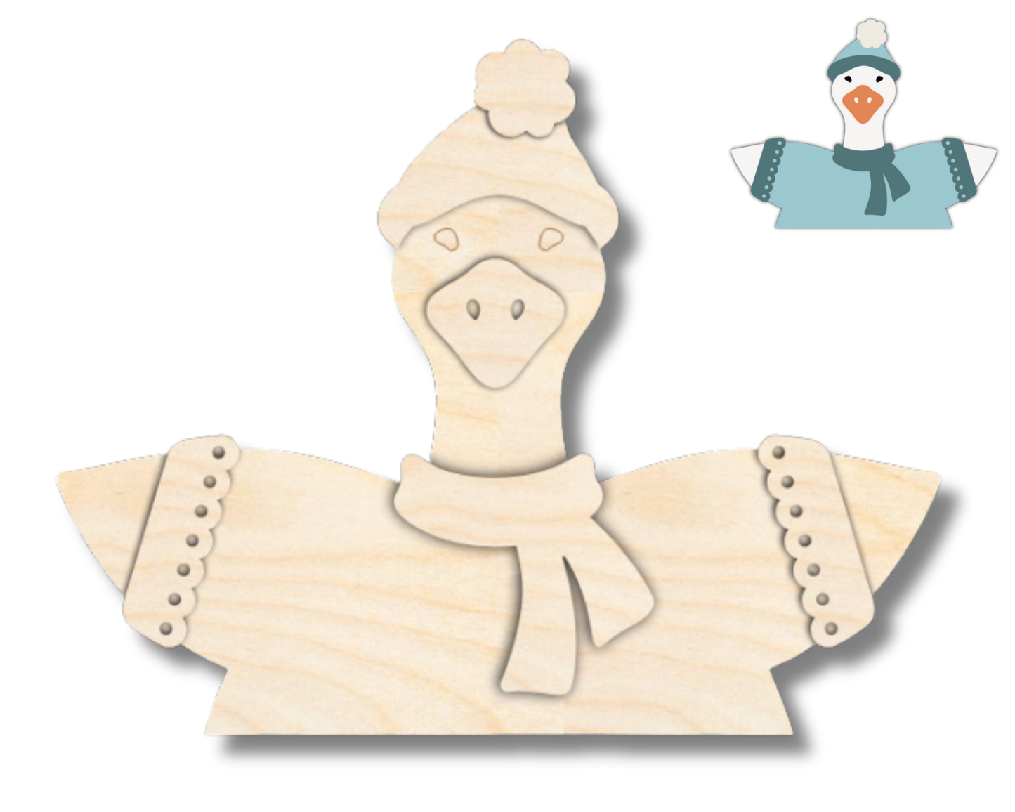 NEW Unfinished Wood Layered Holiday Geese Shelf Sitter | 8" Wide| 1/2" and 1/4" Wood | Wood Craft DIY