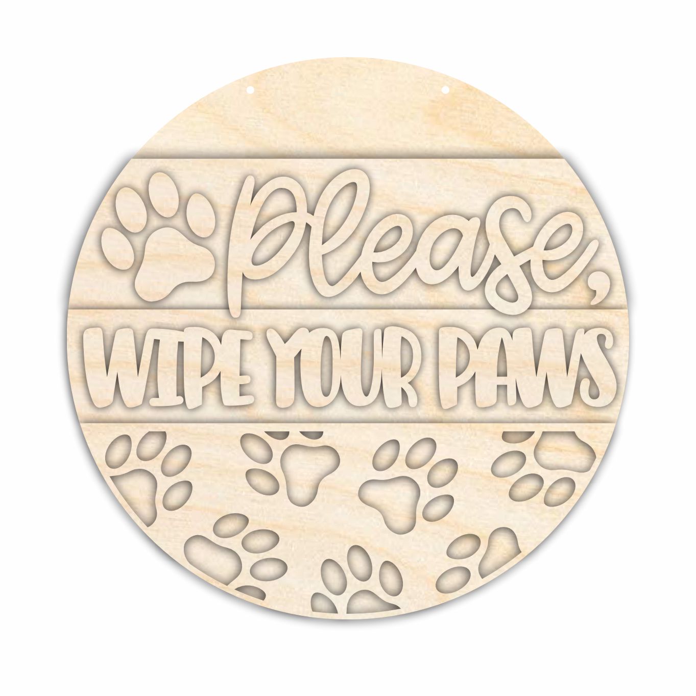 Unfinished Wood Wipe Your Paws Door Sign Kit | Wood Craft Cutouts | 1/4" Thick |