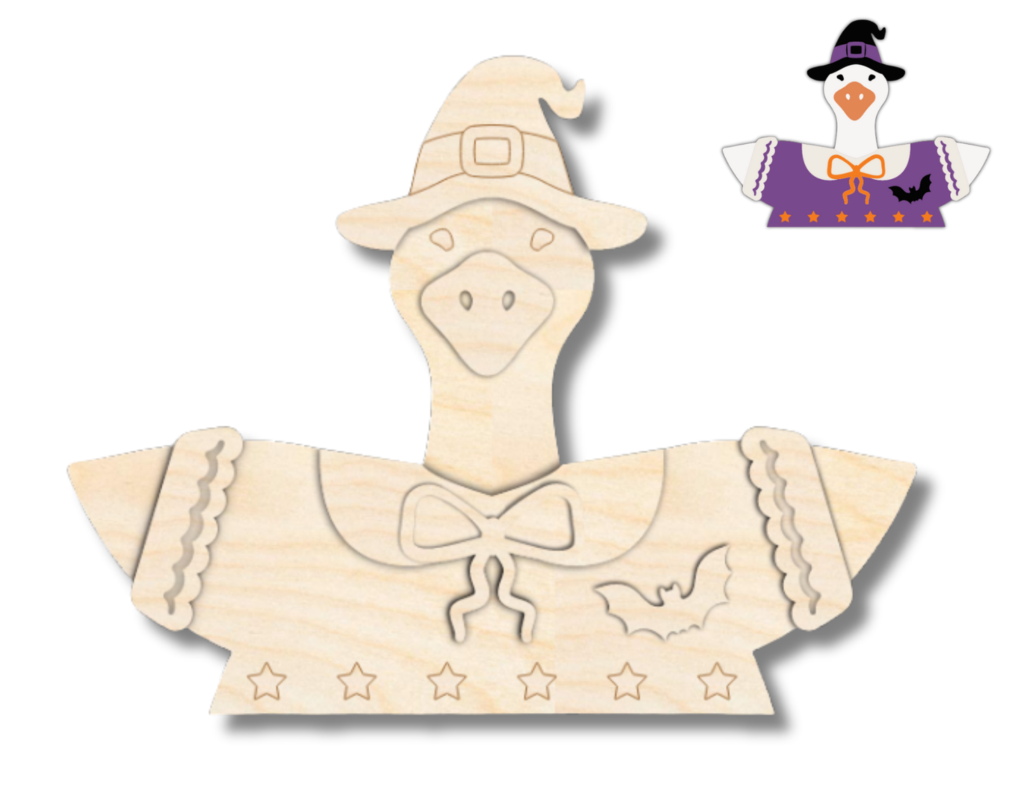 NEW Unfinished Wood Layered Holiday Geese Shelf Sitter | 8" Wide| 1/2" and 1/4" Wood | Wood Craft DIY