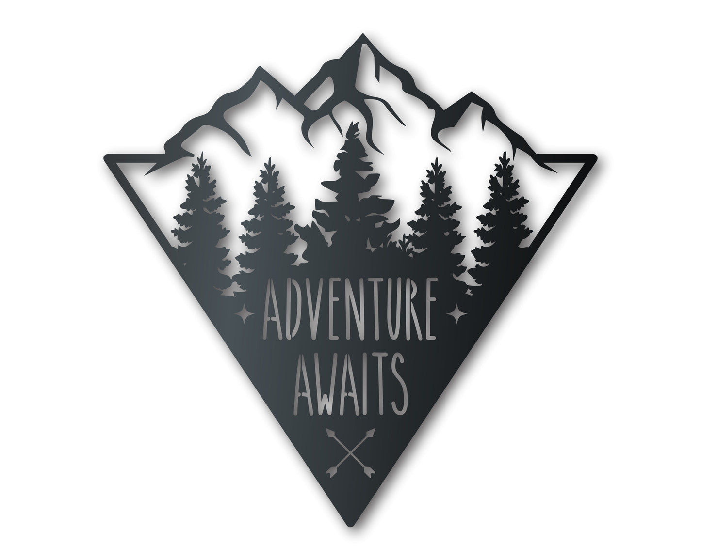Adventure Mountains Metal Sign | Mountain Forest Wall Art | Indoor Outdoor | Up to 46" | Over 20 Color Options