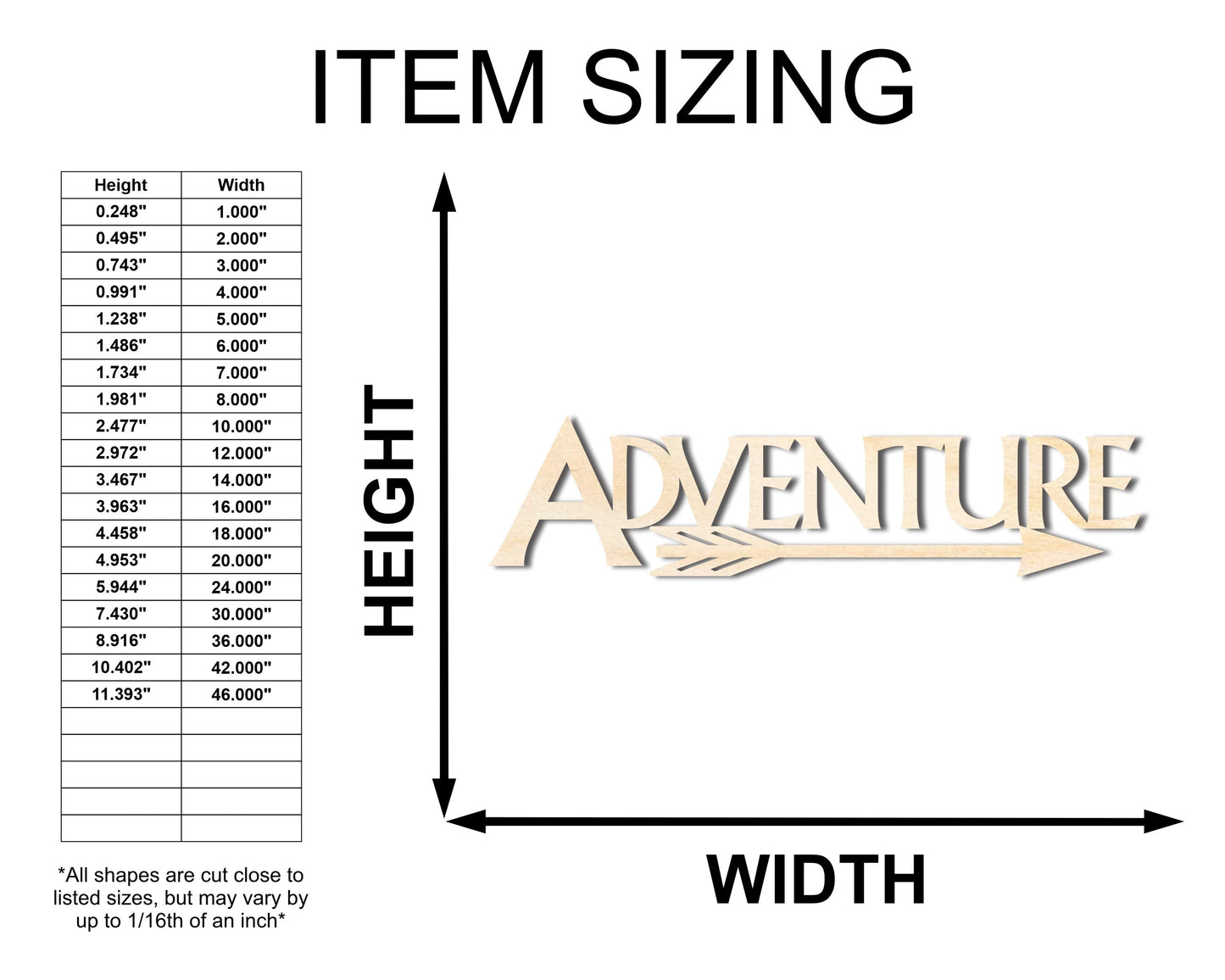 Unfinished Wood Adventure Shape - Word Craft - up to 46"