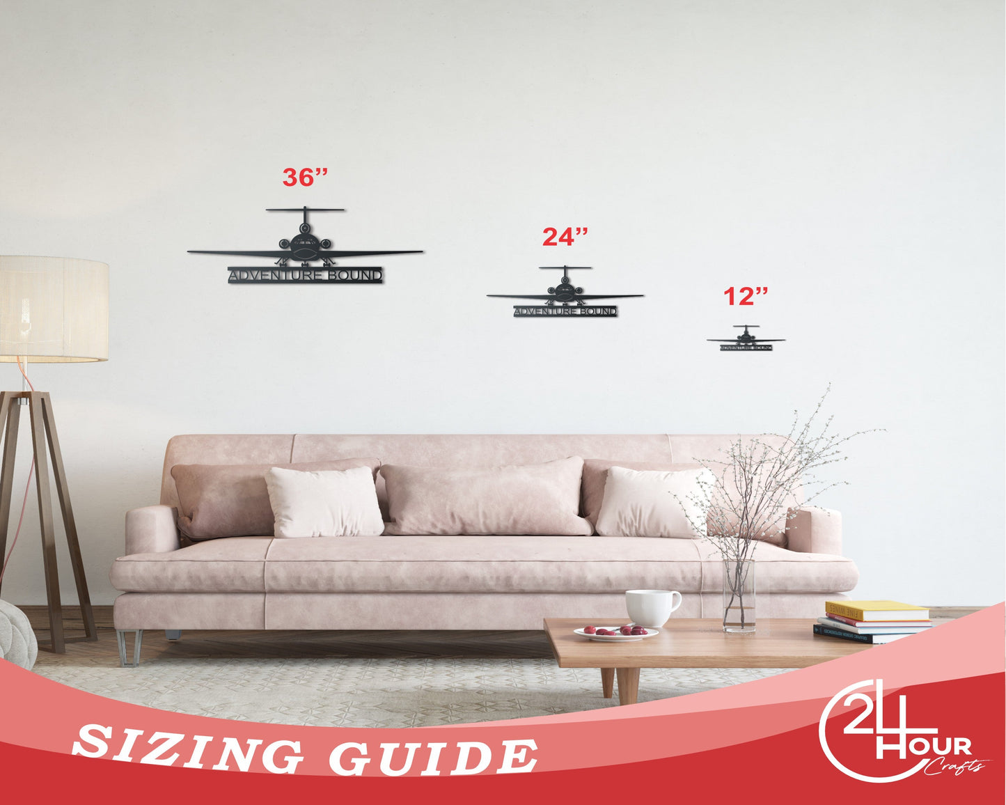 Custom Airplane Metal Sign | Aviation Wall Art | Indoor Outdoor | Up to 46" | Over 20 Color Options