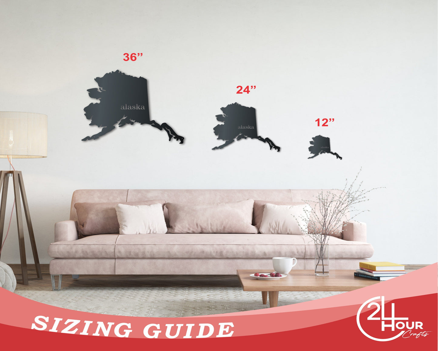 Metal Alaska Wall Art | Custom Metal US State Sign | Indoor Outdoor | Up to 46" | Over 20 Color Options