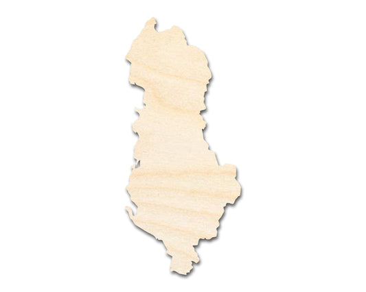 Unfinished Wood Albania Country Shape - Southeast Europe Craft - up to 46" DIY