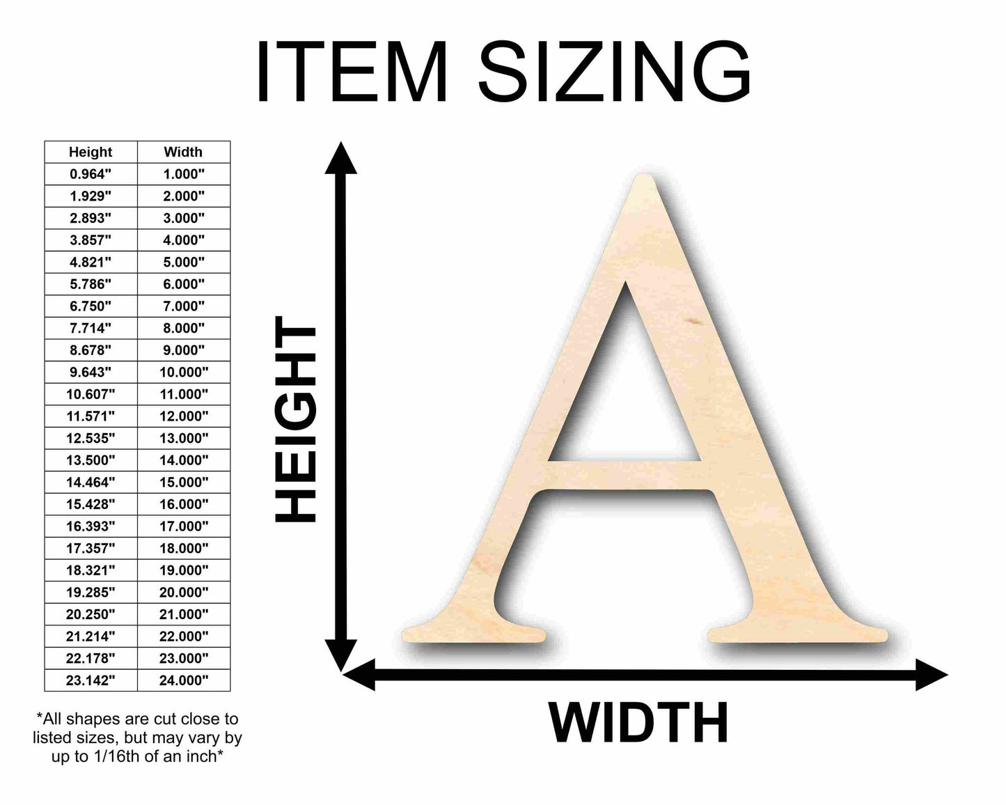 Unfinished Wood Alpha Silhouette - Craft- up to 46" DIY