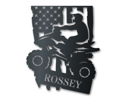 Customizable American Quad Metal Sign | Indoor Outdoor | Up to 46" | Over 20 Color Options