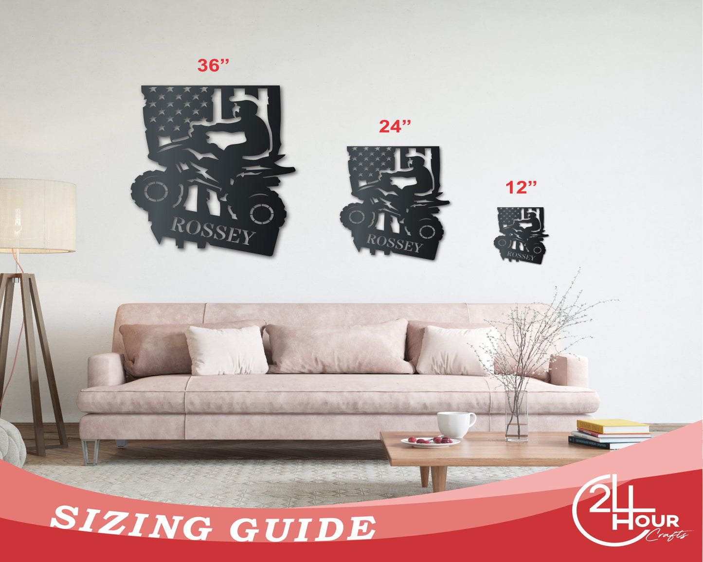 Customizable American Quad Metal Sign | Indoor Outdoor | Up to 46" | Over 20 Color Options