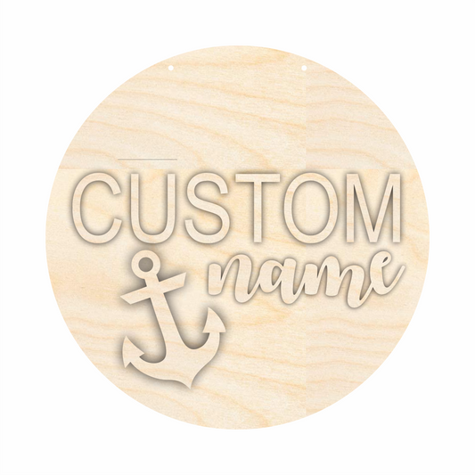 Unfinished Wood Custom Name Anchor Door Sign Kit | Wood Craft Cutouts | 1/4" Thick |
